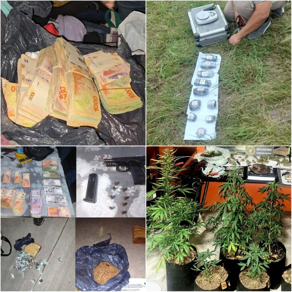 Más de 1 millón y medio de pesos y gran cantidad de droga secuestrada en operativos antinarcóticos en toda la provincia