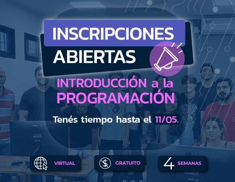 Hasta el 11 de mayo inscriben al curso “Introducción a la programación” en el Informatorio Chaco Hasta el 11 de mayo inscriben al curso “Introducción a la programación” en el Informatorio Chaco