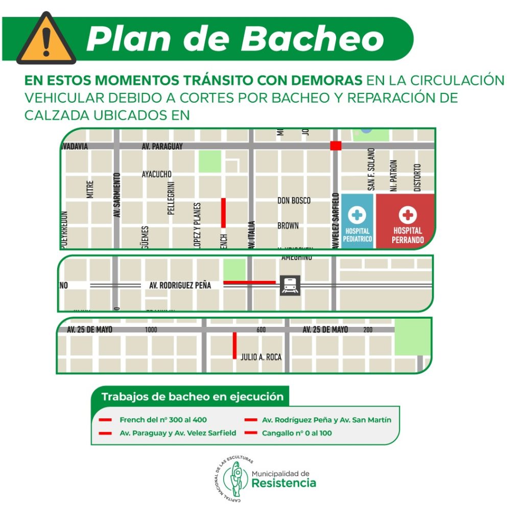 Informaron los lugares donde continúa el Plan de Bacheo 2024 de Resistencia