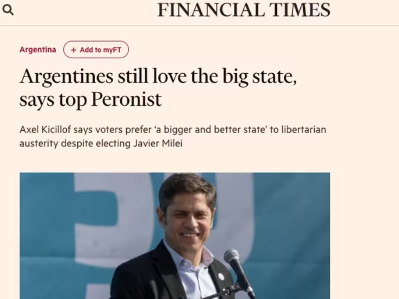 Kicillof habló con el Financial Times: “Los argentinos aman el Estado grande pese a Milei” Kicillof habló con el Financial Times: “Los argentinos aman el Estado grande pese a Milei”