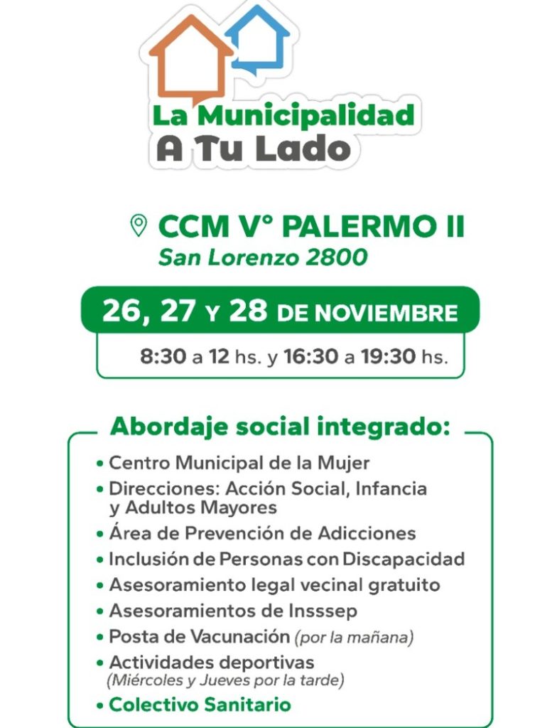 “La Municipalidad a tu lado”, desde este martes en el CCM de Villa Palermo II