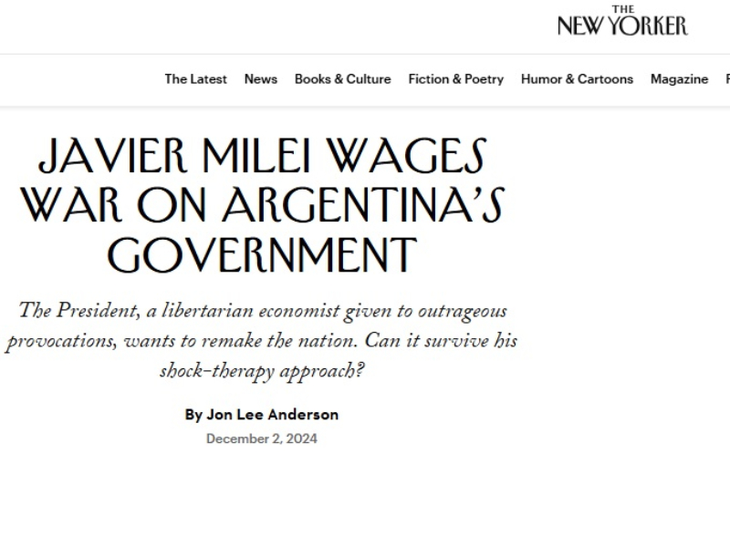 “Rimbombante y errático”: The New Yorker publicó un perfil sobre Javier Milei y lo comparó con Donald Trump “Rimbombante y errático”: The New Yorker publicó un perfil sobre Javier Milei y lo comparó con Donald Trump