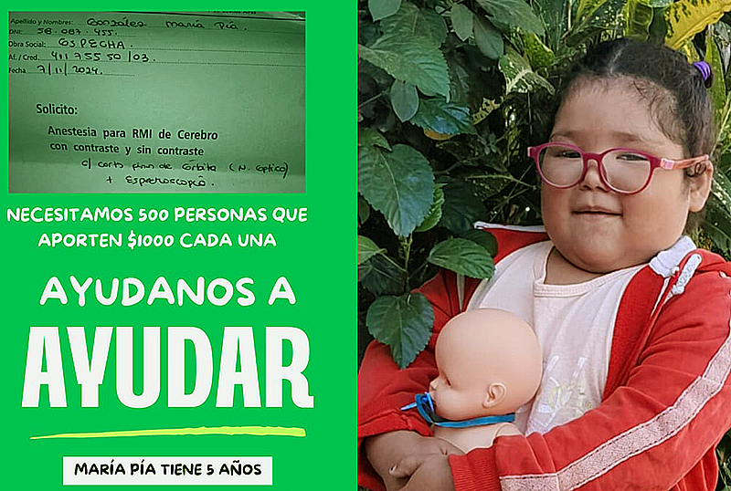 Campaña solidaria por la niña castelense María Pía para realizar estudio clave para su salud Campaña solidaria por la niña castelense María Pía para realizar estudio clave para su salud