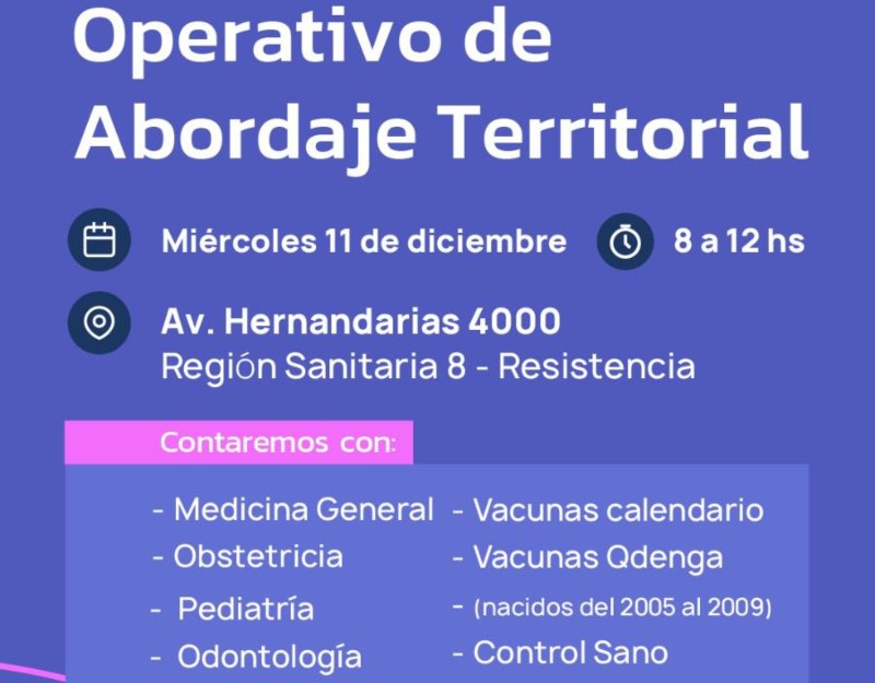 Esta semana habrá dos operativos sanitarios de abordaje integral Esta semana habrá dos operativos sanitarios de abordaje integral