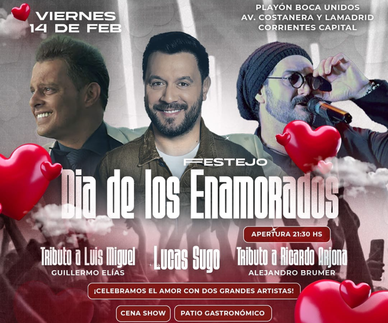 Lucas Sugo llega a Corrientes para festejar el Día de los Enamorados Lucas Sugo llega a Corrientes para festejar el Día de los Enamorados