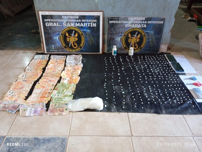 En Charata, incautaron cocaína y más de cinco millones de pesos en allanamientos simultáneos En Charata, incautaron cocaína y más de cinco millones de pesos en allanamientos simultáneos