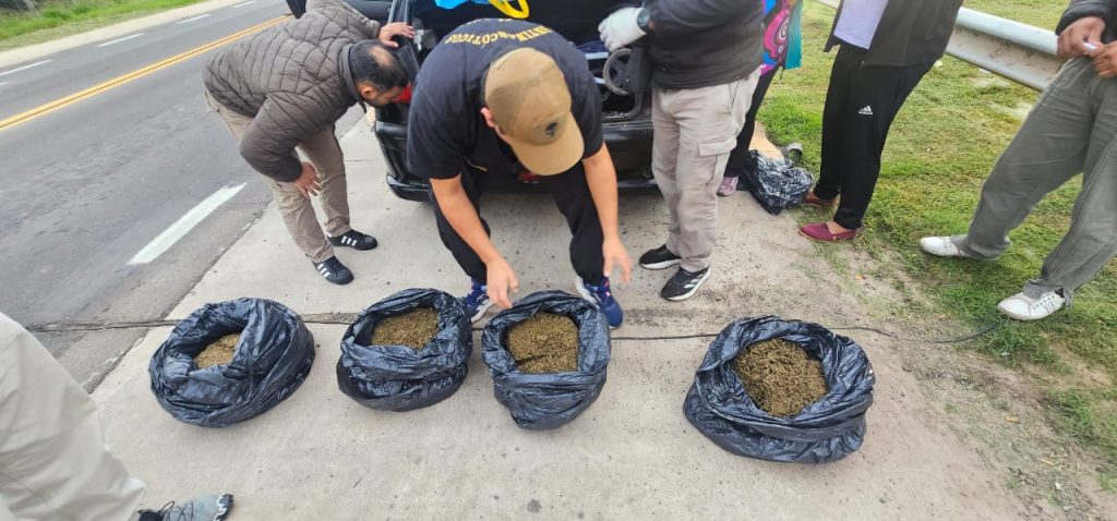 Golpe al narcotráfico en Ruta 11: detienen a tres adultos con más de 11 kilos de marihuana