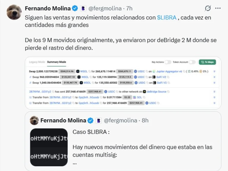 Extrajeron 9 millones de dólares de una billetera virtual vinculada al caso Libra Extrajeron 9 millones de dólares de una billetera virtual vinculada al caso Libra