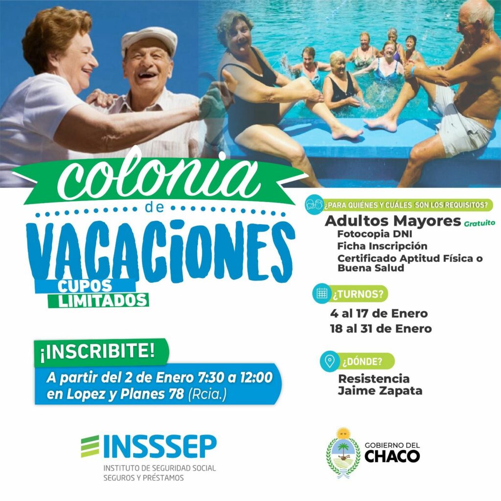 Se dieron a conocer las fechas para la colonia de vacaciones del Insssep