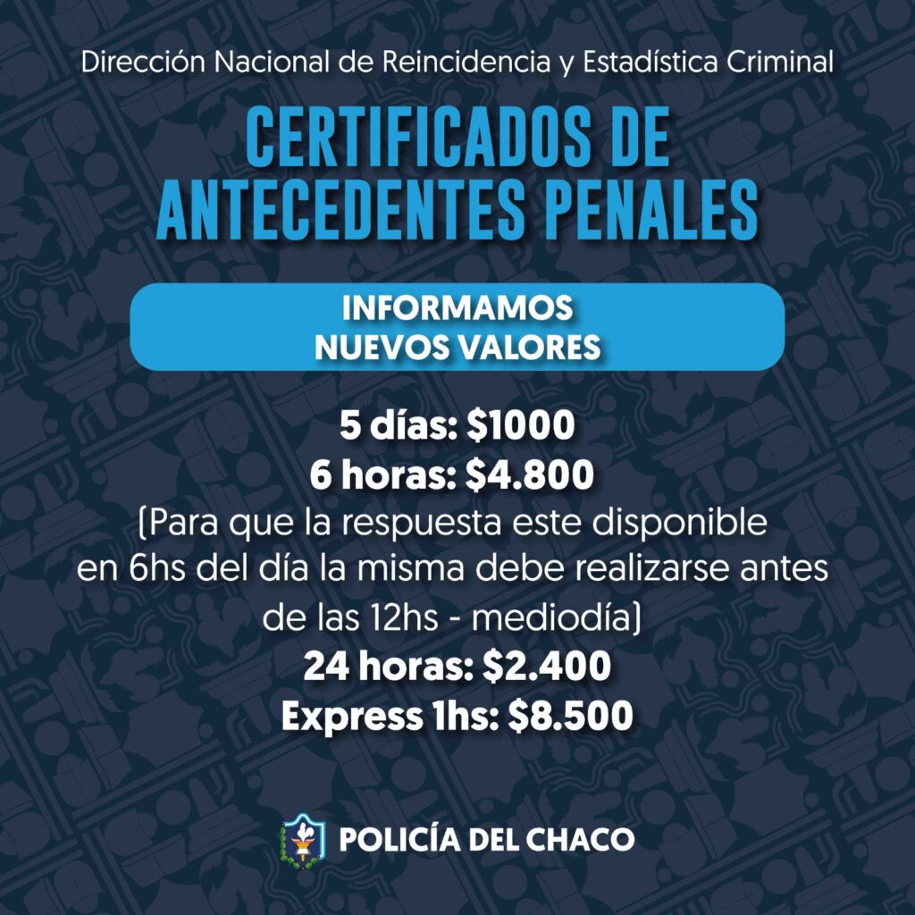 Informaron los nuevos aranceles para los trámites de antecedentes personales