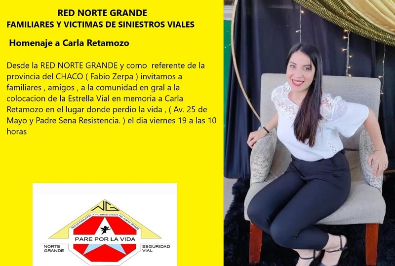 Pintarán una estrella amarilla por la docente Carla Retamozo, víctima fatal de un accidente en Resistencia Pintarán una estrella amarilla por la docente Carla Retamozo, víctima fatal de un accidente en Resistencia