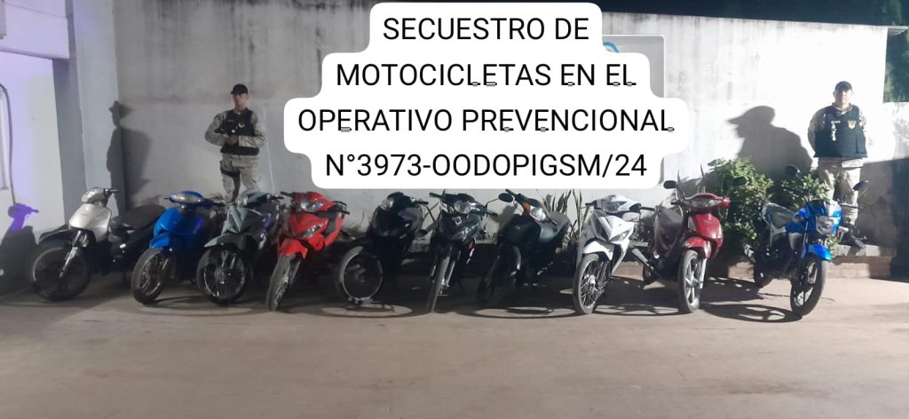 Dos demorados y una docena de motocicletas secuestradas en operativo de prevención en San Martín