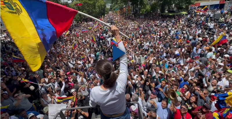 Marcha opositora en Venezuela con Corina Machado a la cabeza: “Vamos a defender la voluntad del pueblo” Marcha opositora en Venezuela con Corina Machado a la cabeza: “Vamos a defender la voluntad del pueblo”