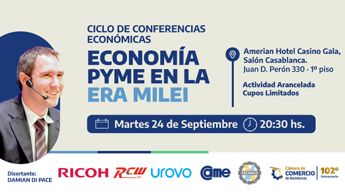 Cámara de Comercio invita a la Charla “Economía Pyme en la Era Milei” a cargo de Damián Di Pace Cámara de Comercio invita a la Charla “Economía Pyme en la Era Milei” a cargo de Damián Di Pace