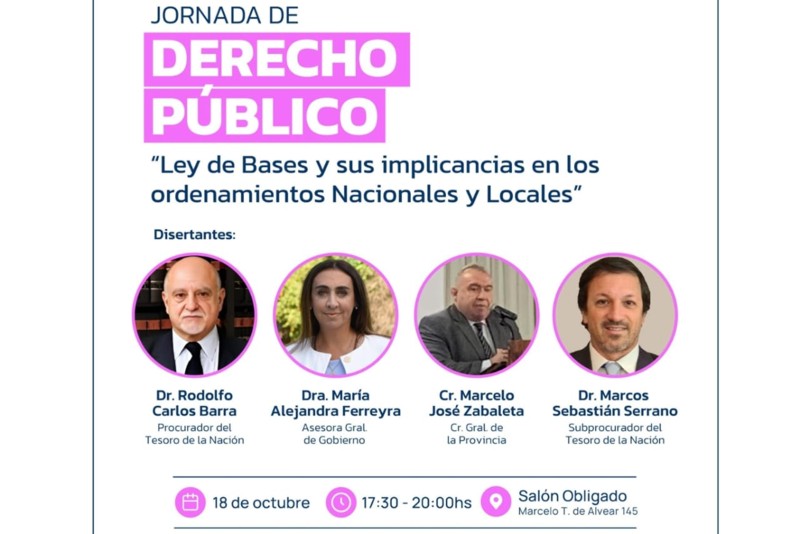 El Gobierno provincial invita a la comunidad a participar de la Jornada de Derecho Público El Gobierno provincial invita a la comunidad a participar de la Jornada de Derecho Público