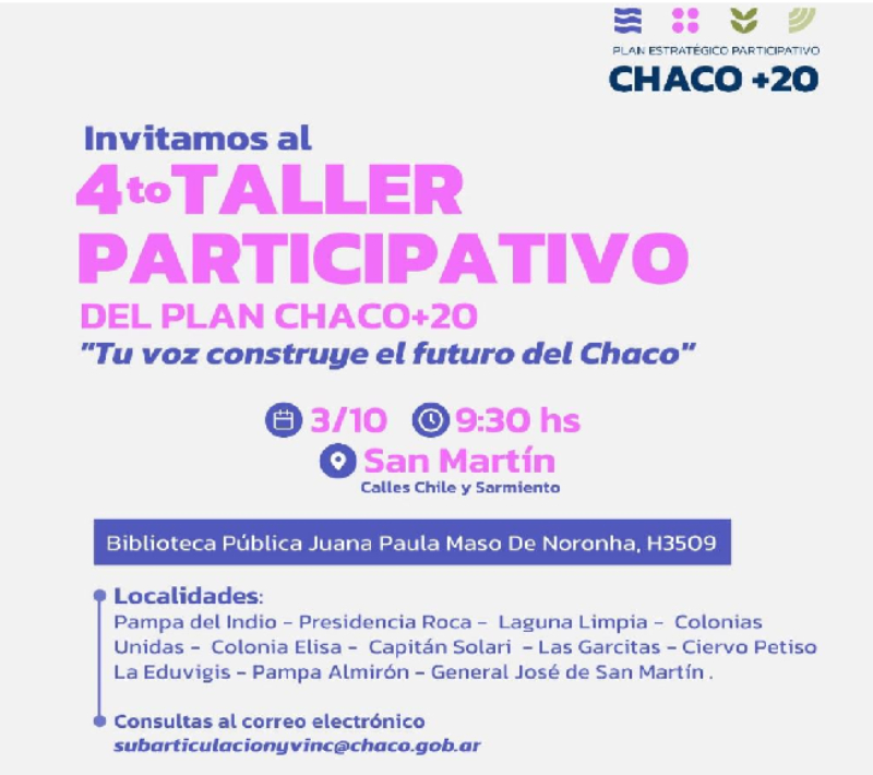 Convocan a talleres del Plan Estratégico Participativo Chaco+20 Convocan a talleres del Plan Estratégico Participativo Chaco+20