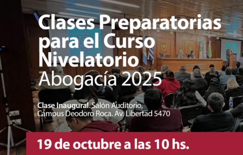 El 19 de octubre será la clase inaugural para aspirantes a la carrera de Abogacía 2025 de la UNNE El 19 de octubre será la clase inaugural para aspirantes a la carrera de Abogacía 2025 de la UNNE