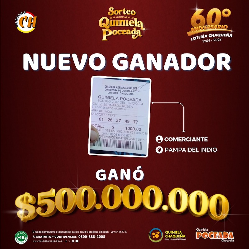 La Poceada de los 0 millones salió en Pampa del Indio La Poceada de los 0 millones salió en Pampa del Indio