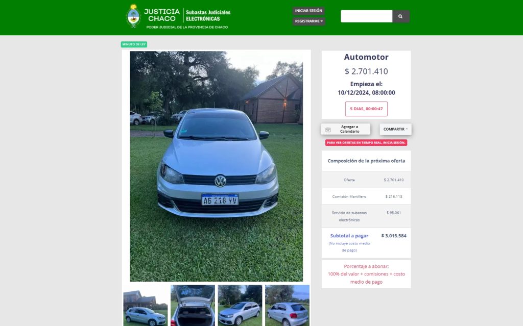 Realizarán la primera subasta judicial electrónica del Chaco