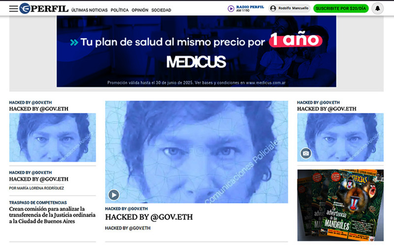 El sitio Perfil.com recibió un hackeo con mensajes agresivos en contra de judíos y el propio Presidente El sitio Perfil.com recibió un hackeo con mensajes agresivos en contra de judíos y el propio Presidente