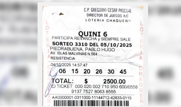 Quini 6: un ganador de Resistencia se llevó un premio de millones Quini 6: un ganador de Resistencia se llevó un premio de millones