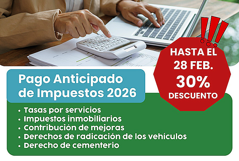 El Municipio de Sáenz Peña ofrece un 30% de descuento en el pago anticipado de impuestos 2026 El Municipio de Sáenz Peña ofrece un 30% de descuento en el pago anticipado de impuestos 2026